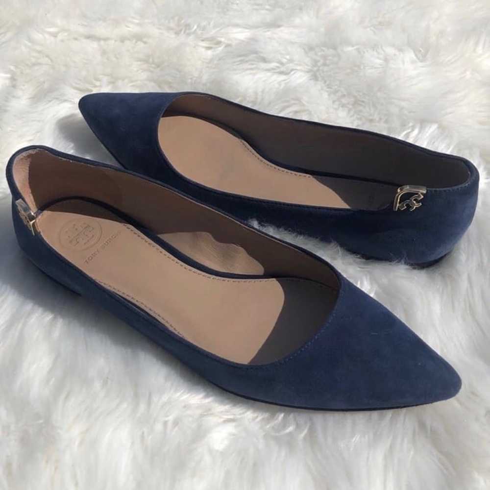Tory Burch Womens Size 7 Ballet Flats Blue Suede … - image 1