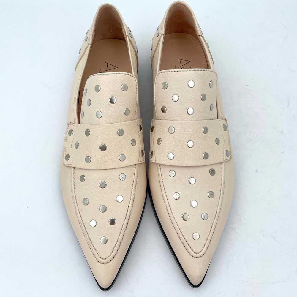 AGL Ines Off White Leather Silver Studded Pointed… - image 3