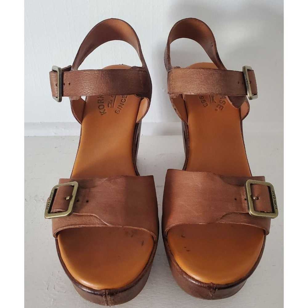 KORK EASE Sandals 7 Brown Leather Platform Shoes … - image 2
