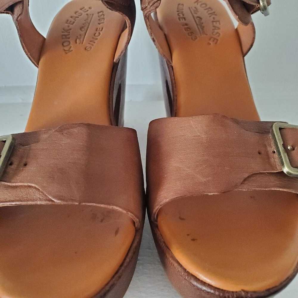 KORK EASE Sandals 7 Brown Leather Platform Shoes … - image 3