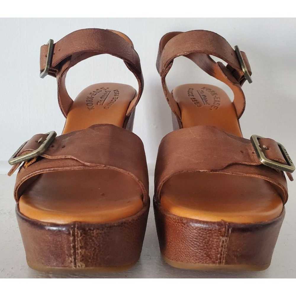 KORK EASE Sandals 7 Brown Leather Platform Shoes … - image 4