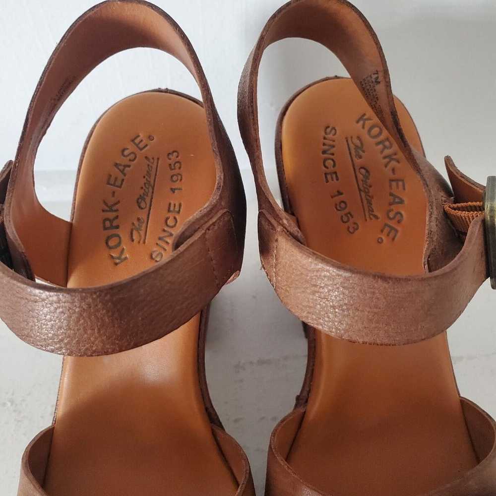 KORK EASE Sandals 7 Brown Leather Platform Shoes … - image 5