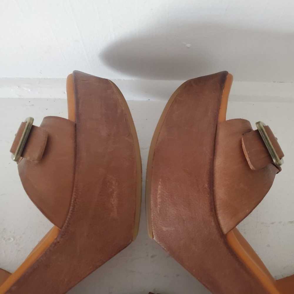 KORK EASE Sandals 7 Brown Leather Platform Shoes … - image 8
