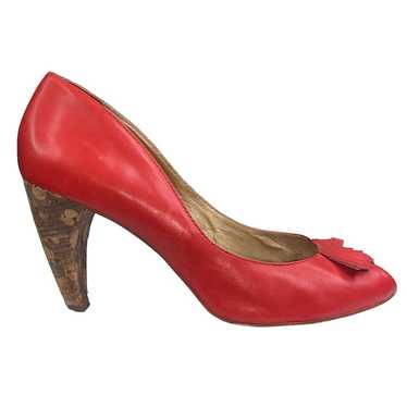 Faryl Robin X Free People Red Leather Cork Heels … - image 1