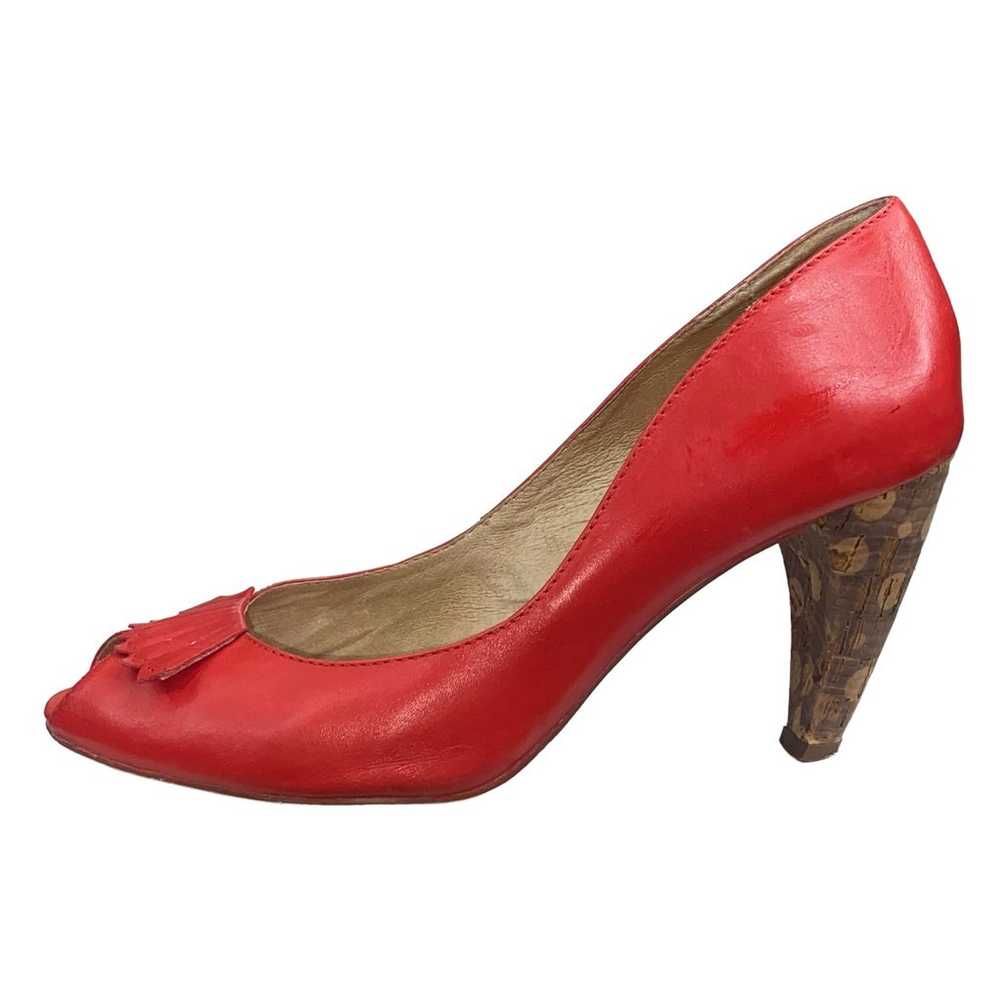 Faryl Robin X Free People Red Leather Cork Heels … - image 3