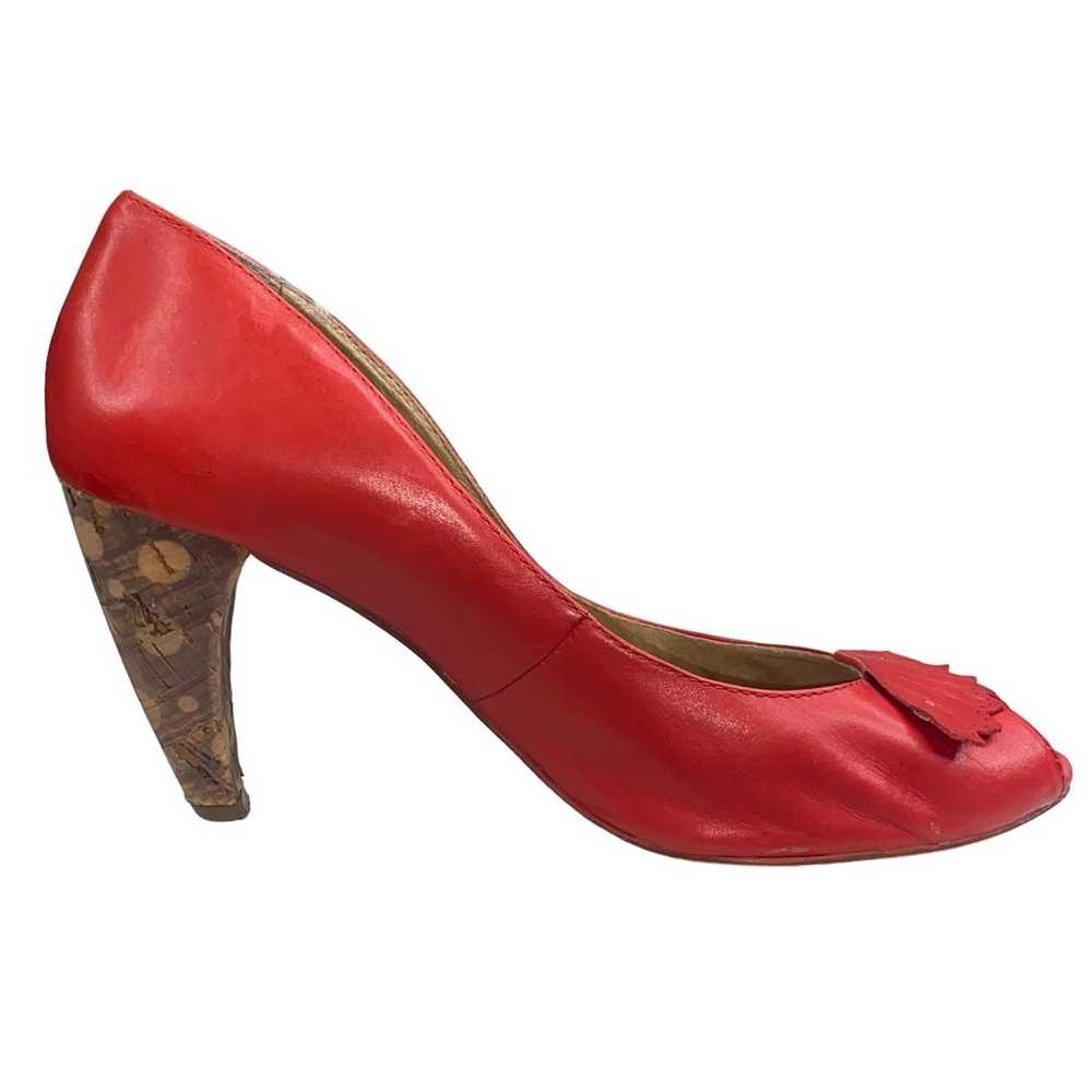 Faryl Robin X Free People Red Leather Cork Heels … - image 4