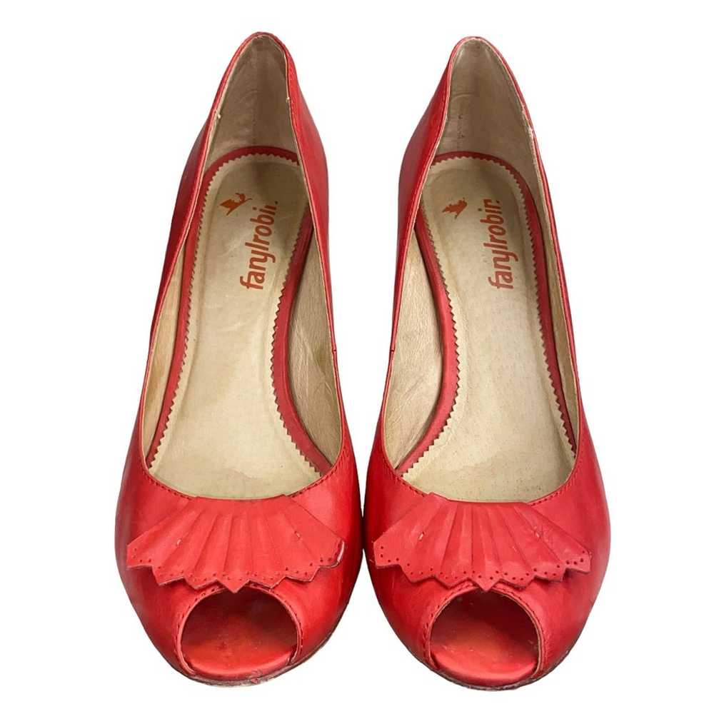Faryl Robin X Free People Red Leather Cork Heels … - image 7