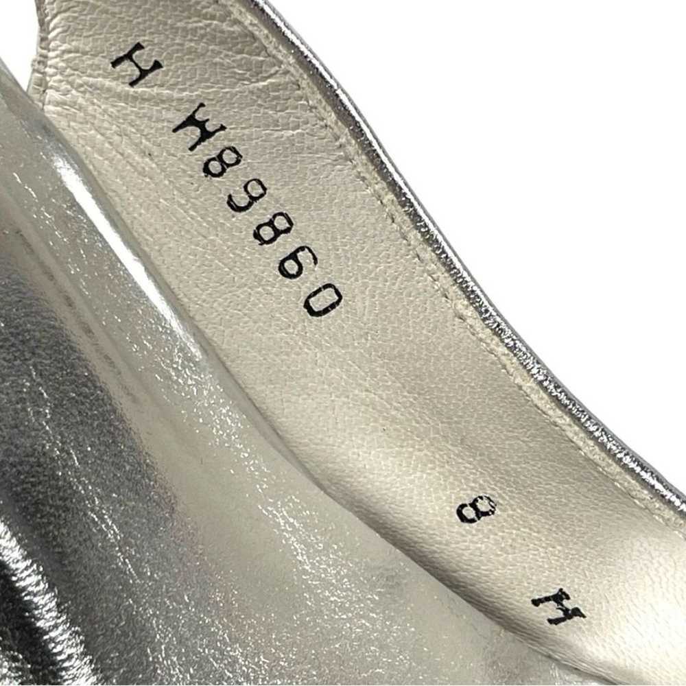 Stuart Weitzman 8 Silver Sequined Peep Toe Slingb… - image 5