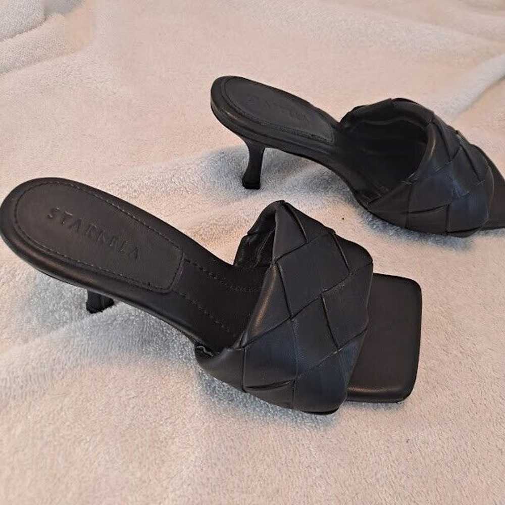 Woven Leather Kitten Heel Sandals Mule Size 6.5 S… - image 10