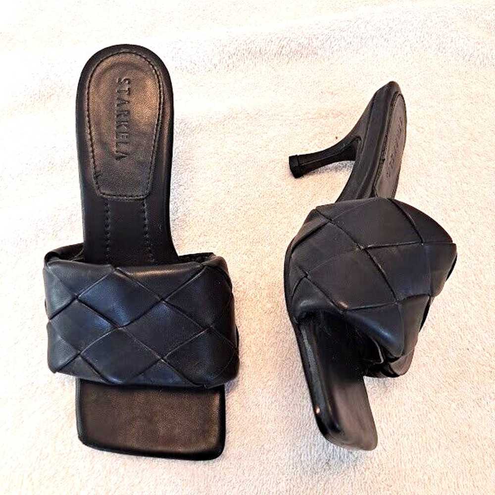 Woven Leather Kitten Heel Sandals Mule Size 6.5 S… - image 12