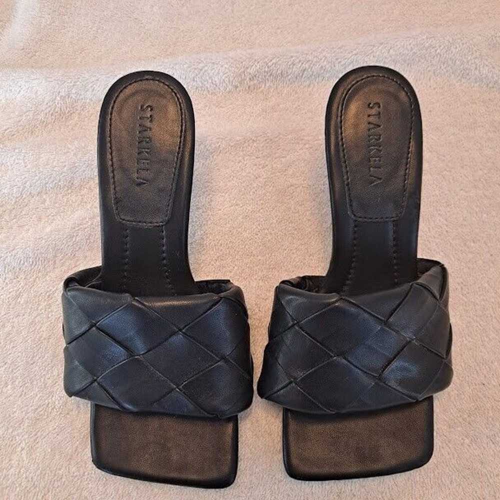 Woven Leather Kitten Heel Sandals Mule Size 6.5 S… - image 5