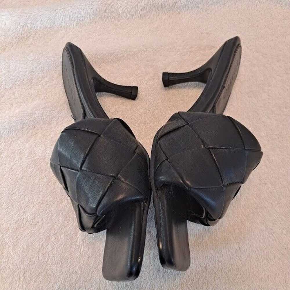 Woven Leather Kitten Heel Sandals Mule Size 6.5 S… - image 7