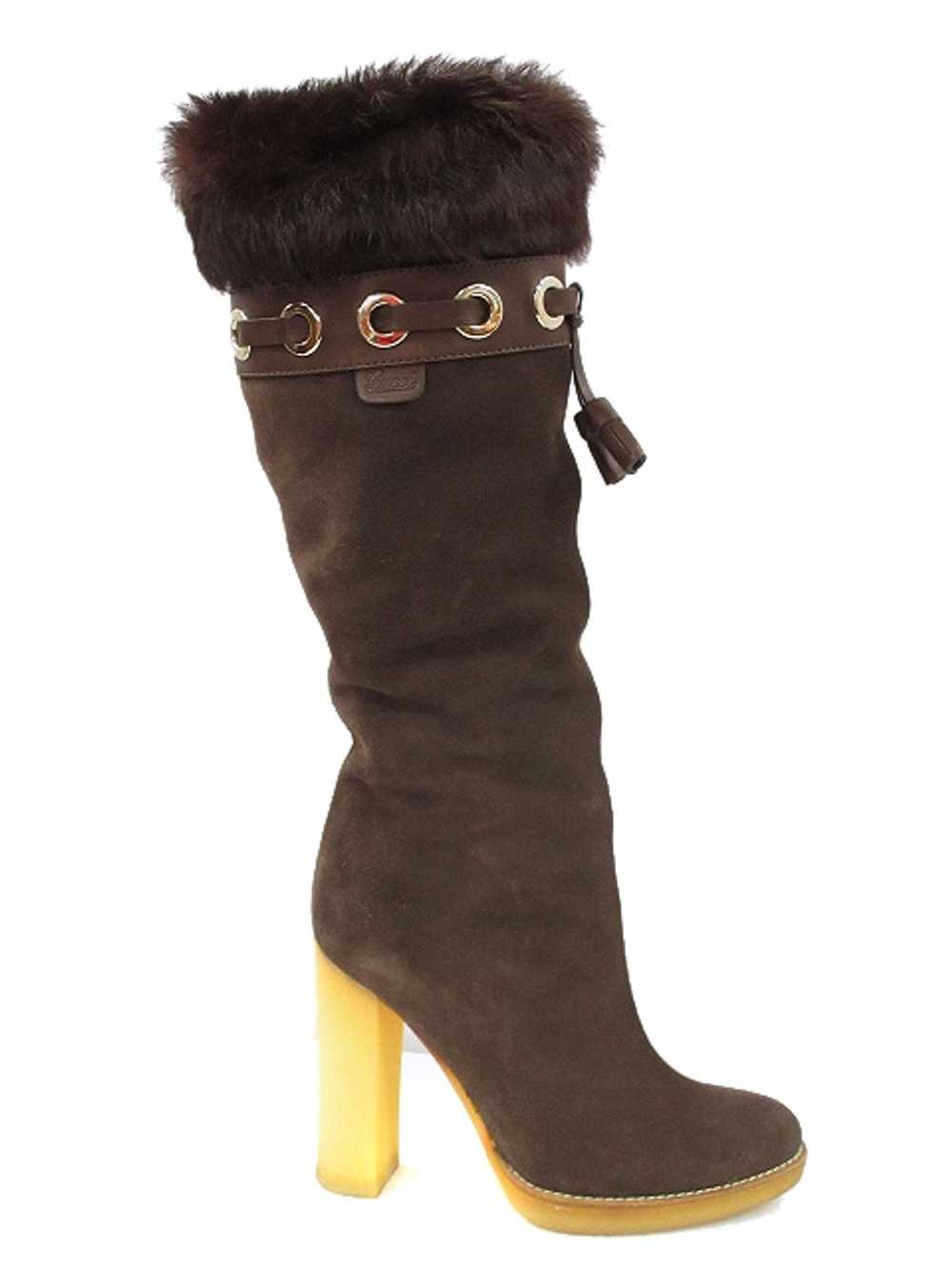 Gucci Long Boots W/ Fur Brown Suede Rubber Sole S… - image 3