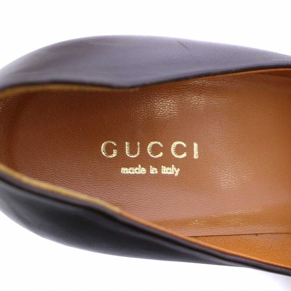 36 Gucci Pumps Round Toe Stiletto Heel Leather Pl… - image 5