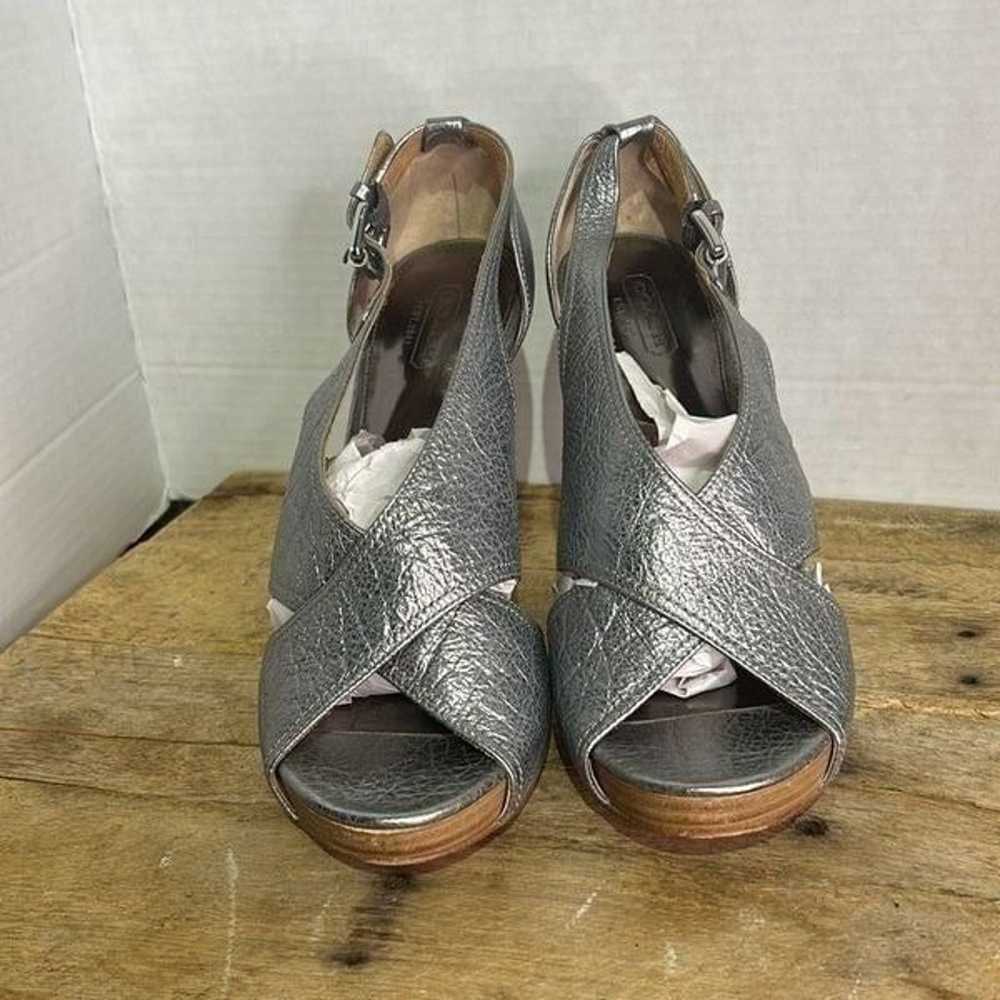 Coach adelle silver criss-cross pumps pebbled ope… - image 10