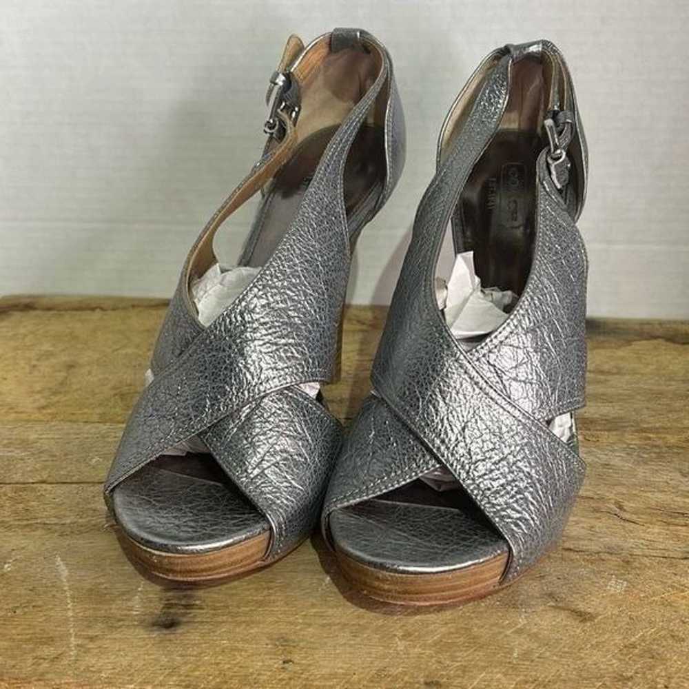 Coach adelle silver criss-cross pumps pebbled ope… - image 2
