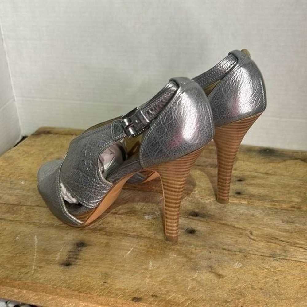 Coach adelle silver criss-cross pumps pebbled ope… - image 5