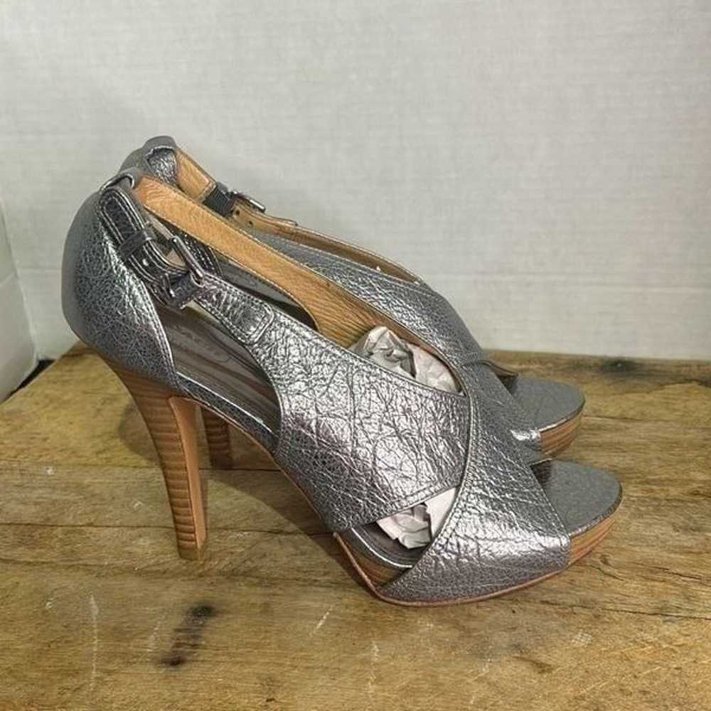 Coach adelle silver criss-cross pumps pebbled ope… - image 7
