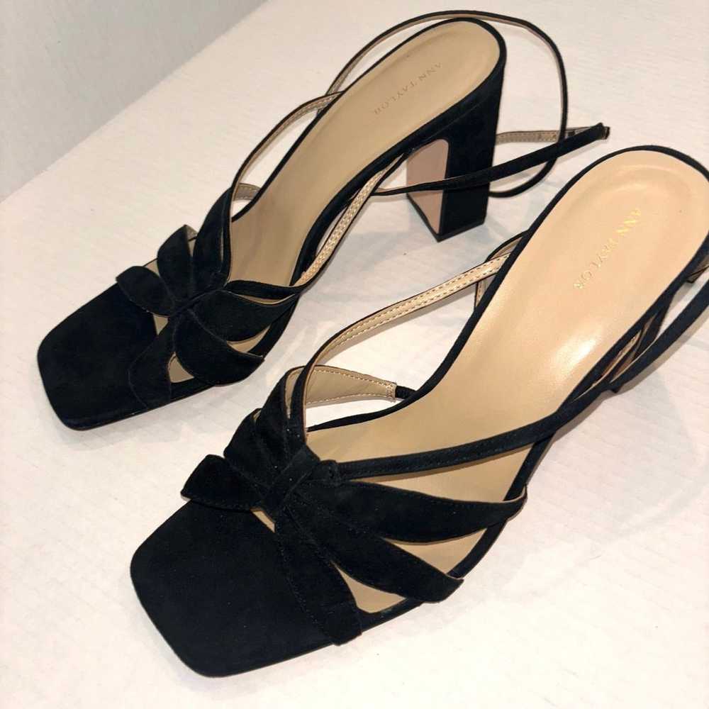 Ann Taylor Rue Black Suede Petal strap block heel… - image 11