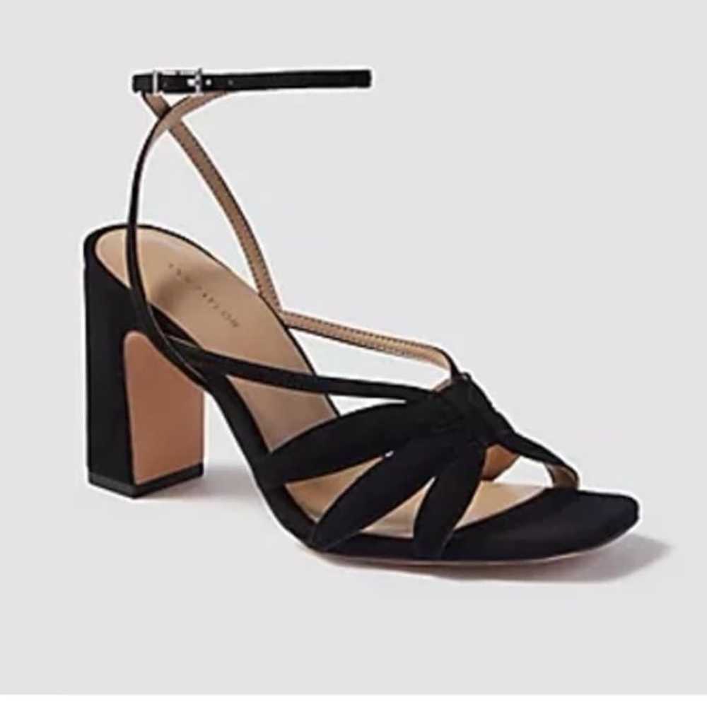 Ann Taylor Rue Black Suede Petal strap block heel… - image 12