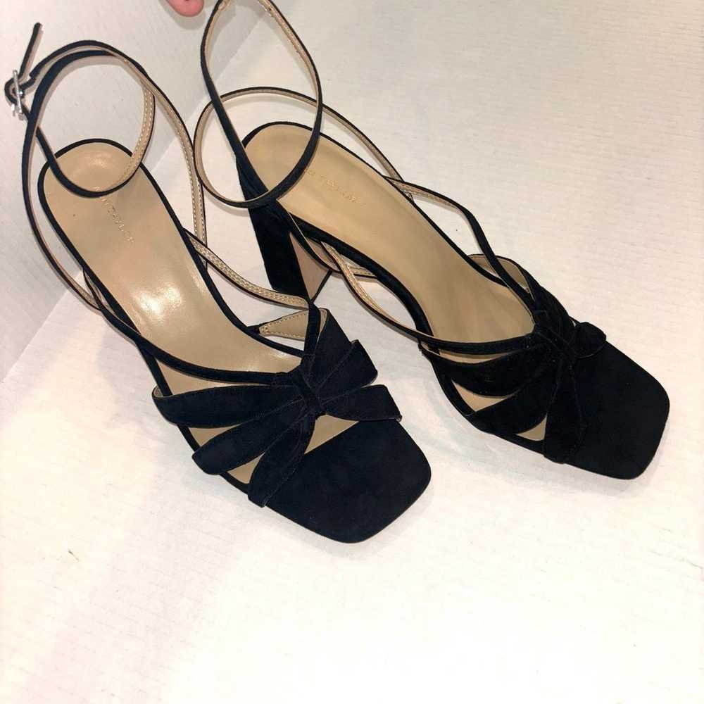 Ann Taylor Rue Black Suede Petal strap block heel… - image 2