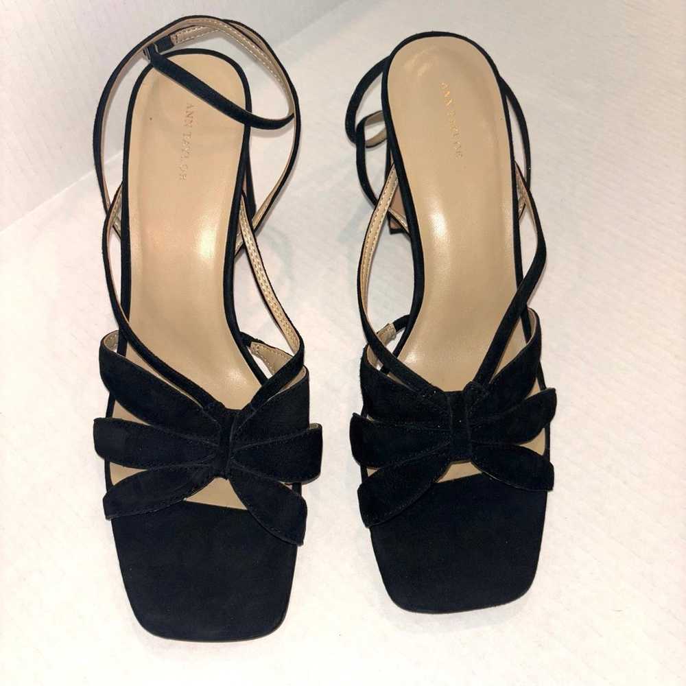 Ann Taylor Rue Black Suede Petal strap block heel… - image 5
