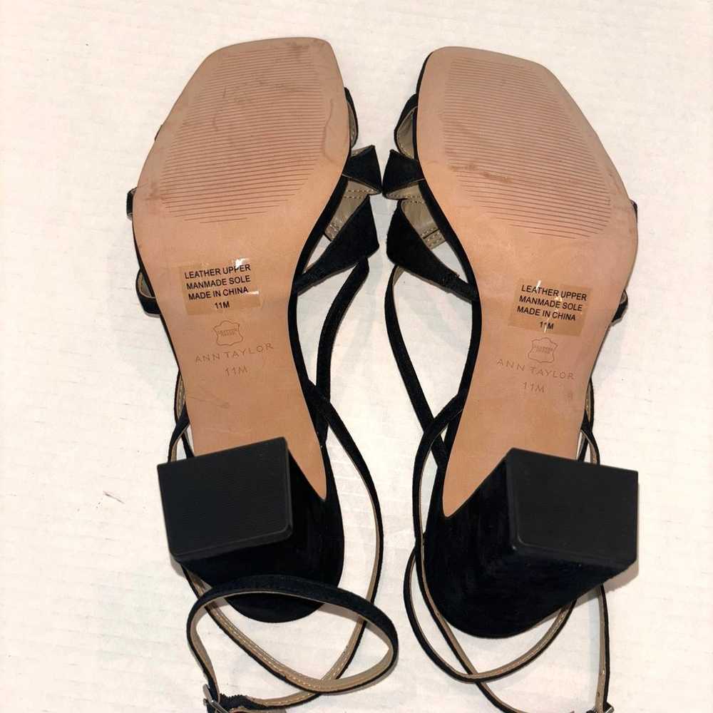 Ann Taylor Rue Black Suede Petal strap block heel… - image 7