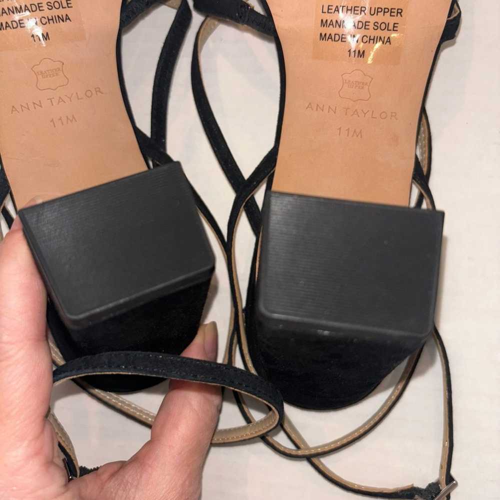 Ann Taylor Rue Black Suede Petal strap block heel… - image 9