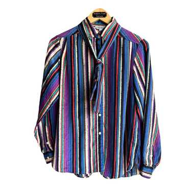 Evan Picone Vintage 70s Multi Colored Striped Blo… - image 1