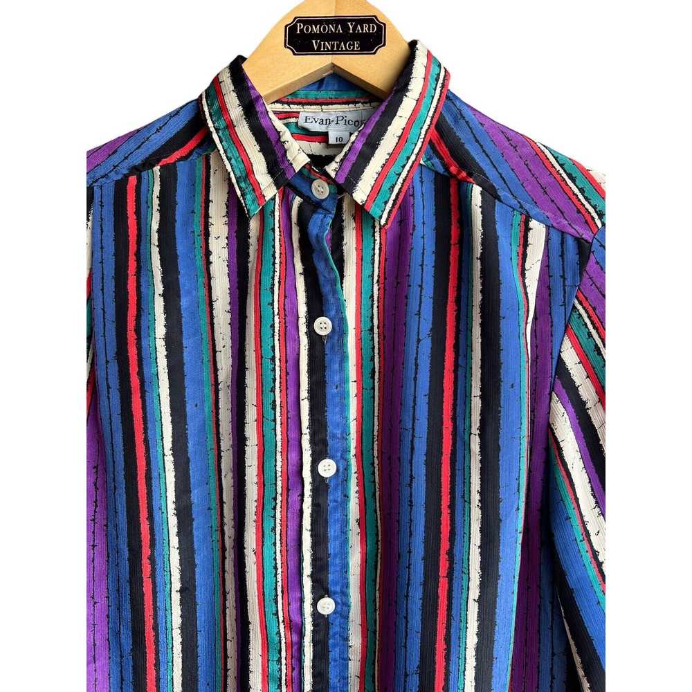 Evan Picone Vintage 70s Multi Colored Striped Blo… - image 3