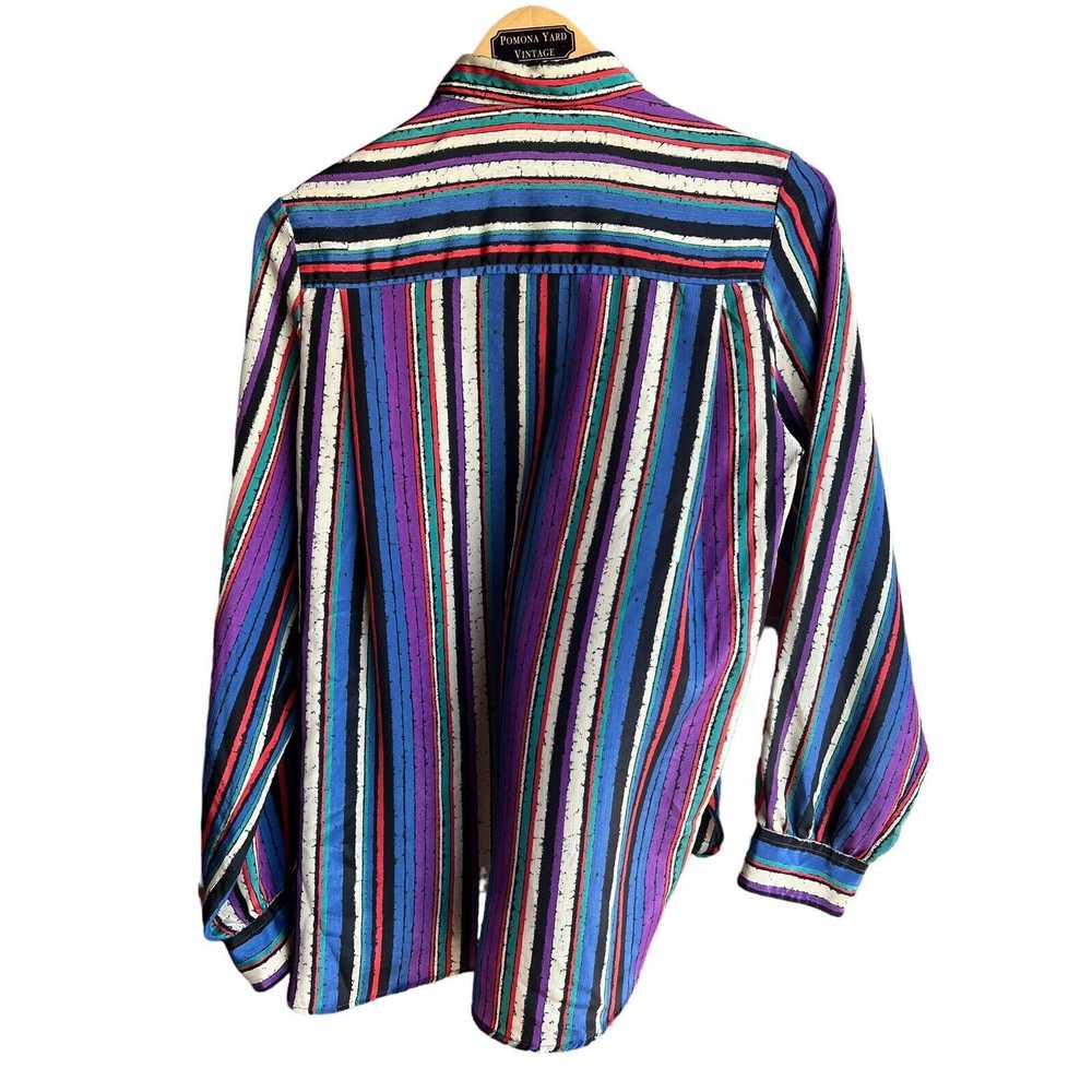 Evan Picone Vintage 70s Multi Colored Striped Blo… - image 5