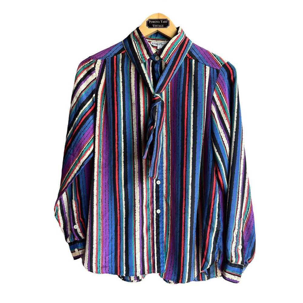 Evan Picone Vintage 70s Multi Colored Striped Blo… - image 8
