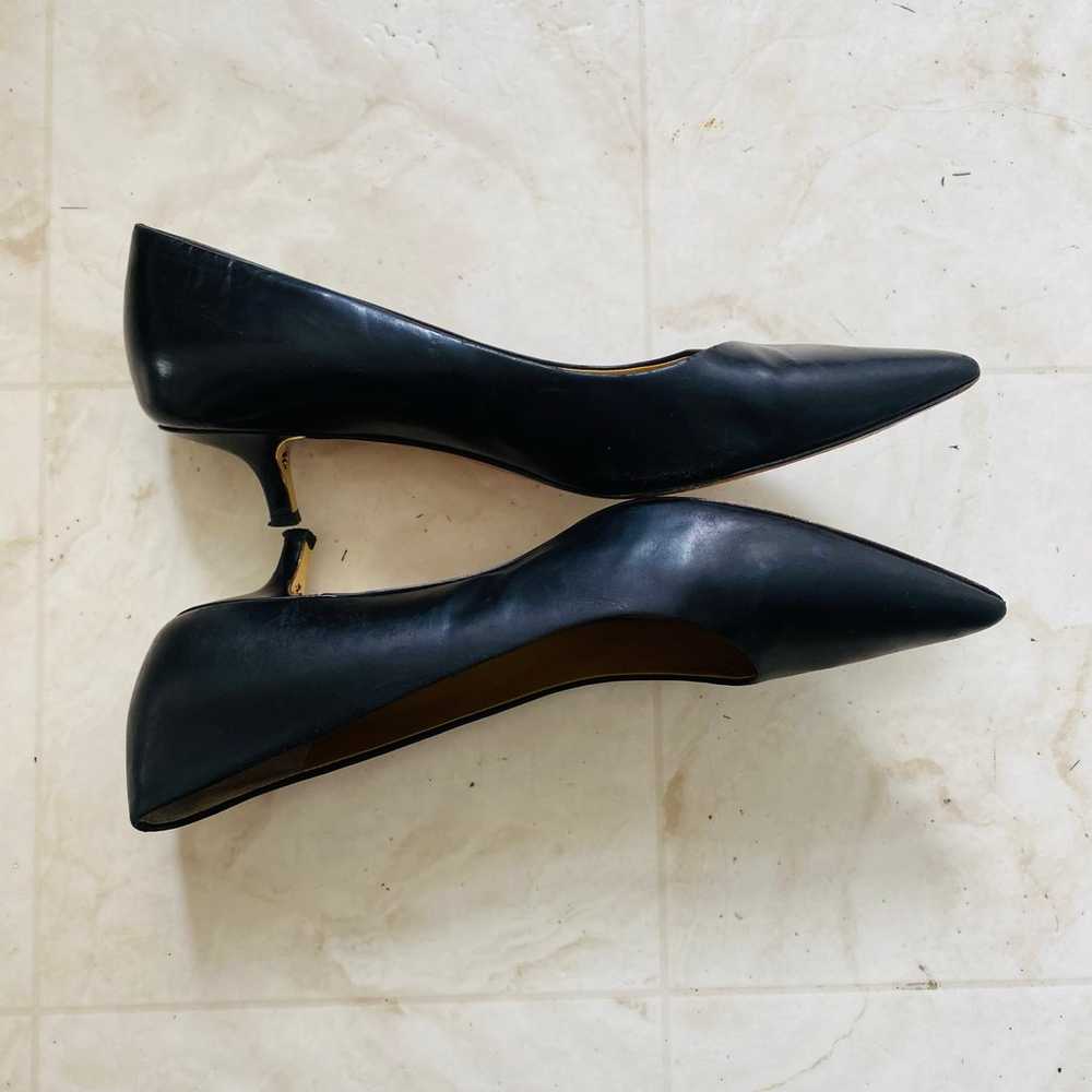 Tory Burch Black Leather Pointed Toe Kitten Heel … - image 2