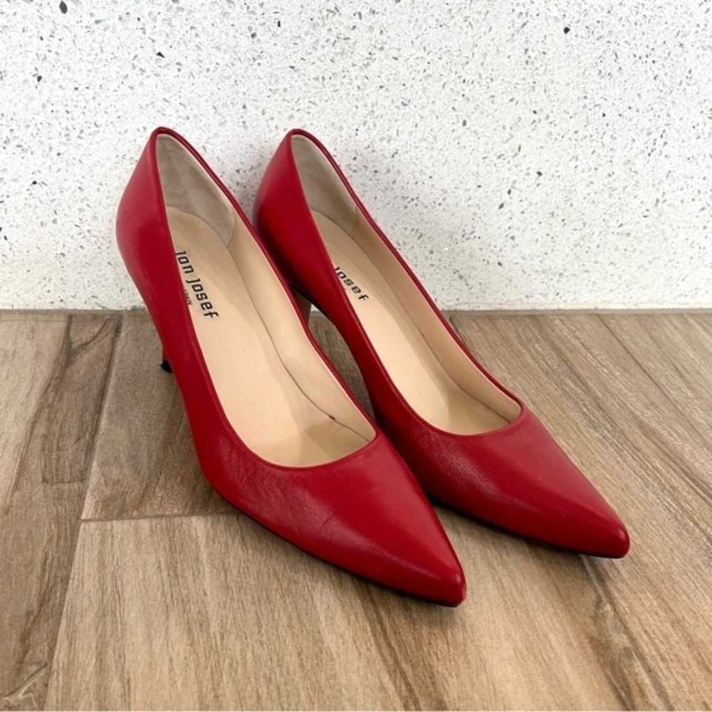 JON JOSEF Pointed Toe Red Leather Heels Size 9 - image 1