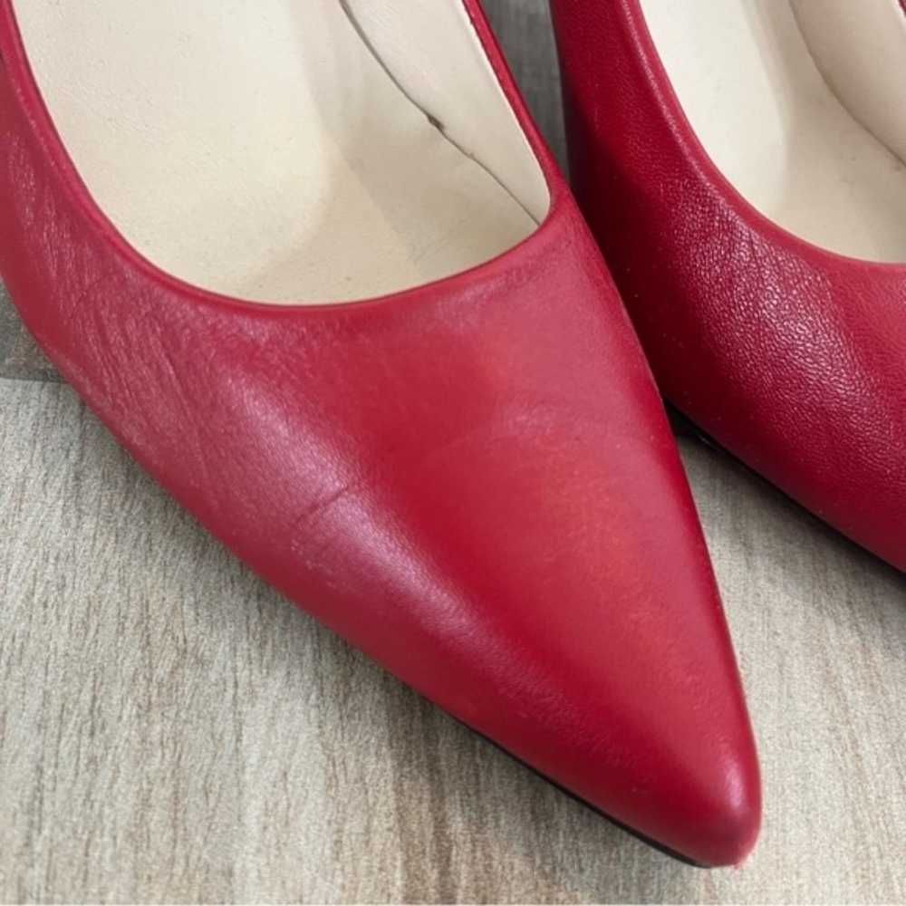 JON JOSEF Pointed Toe Red Leather Heels Size 9 - image 2
