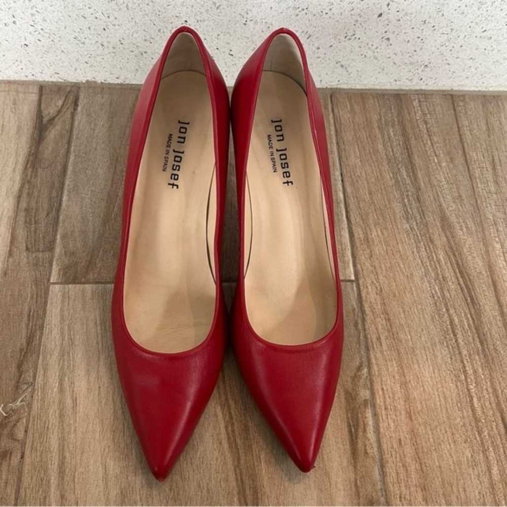 JON JOSEF Pointed Toe Red Leather Heels Size 9 - image 4