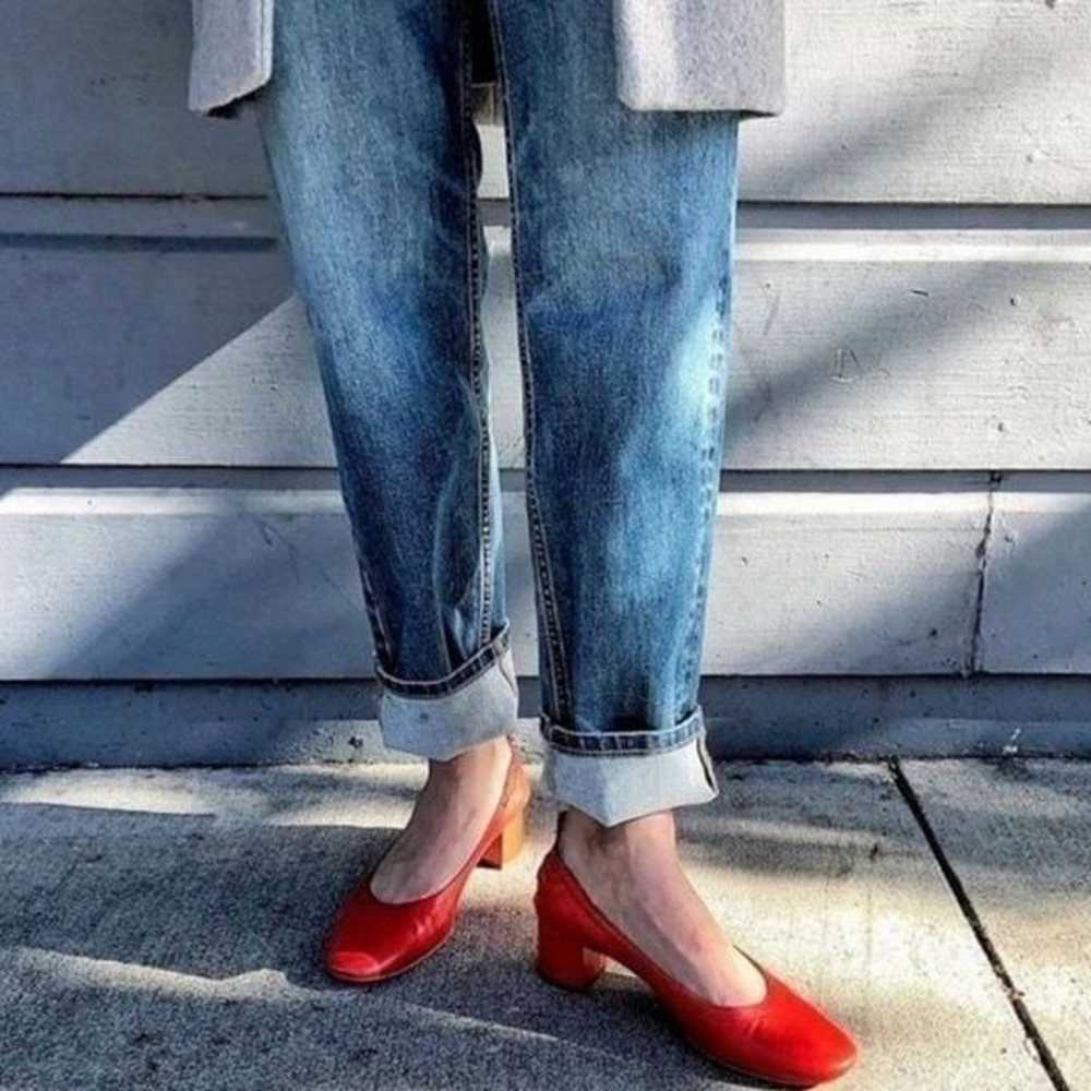 Everlane Red Block Heels Italian Genuine Leather … - image 2