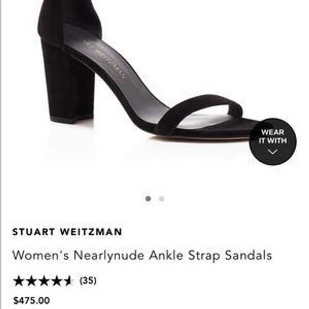 Stuart Weitzman Nearlynude Black Ankle Strap Sand… - image 5