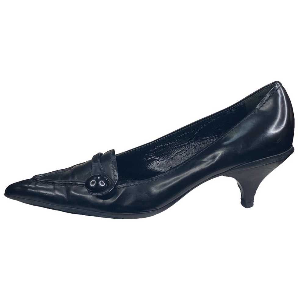 Prada Women’s Black Leather Pointed Toe Kitten He… - image 3