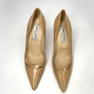 JIMMY CHOO patent leather beige heels shoes point… - image 1