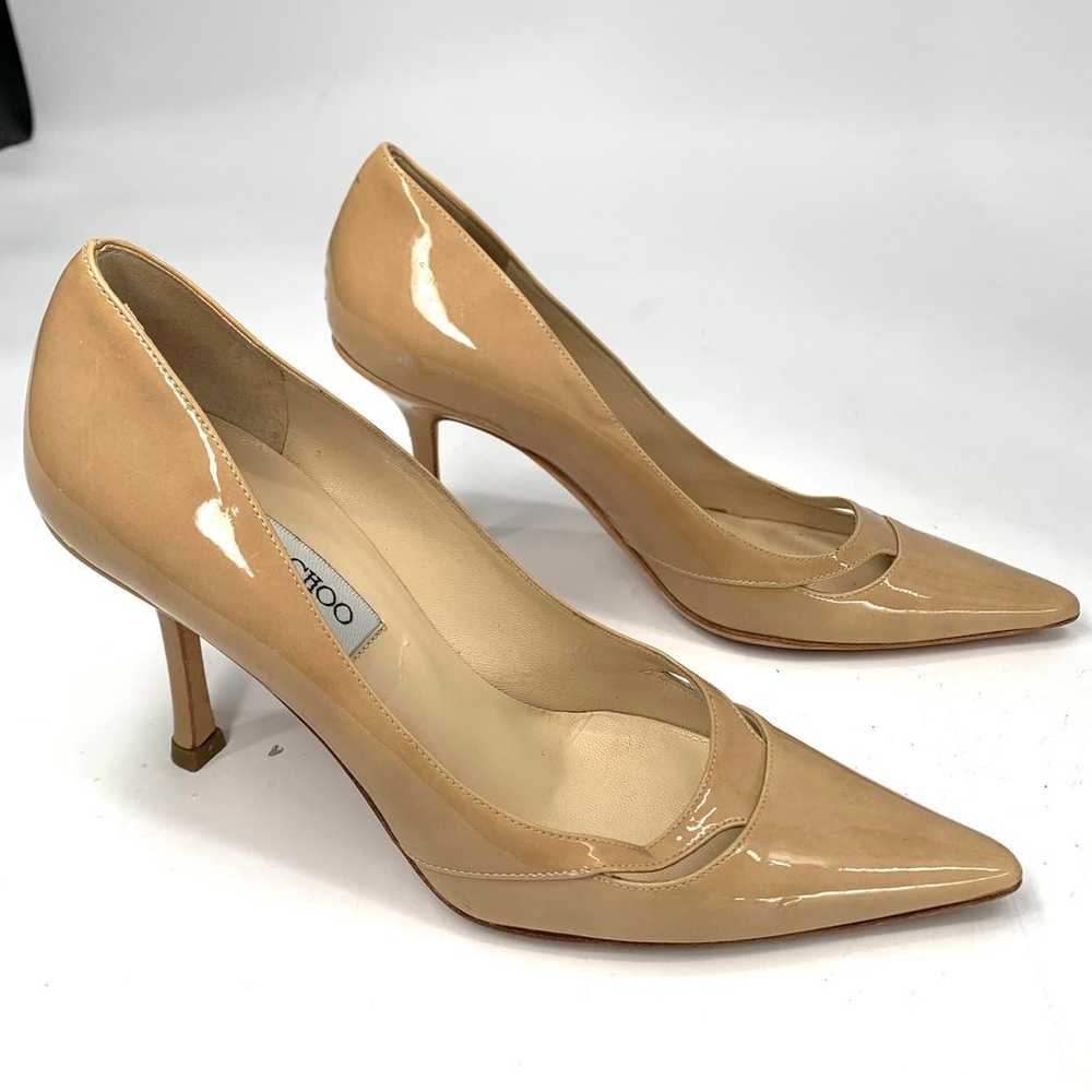 JIMMY CHOO patent leather beige heels shoes point… - image 2