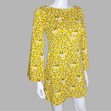 Zara Trafaluc Yellow 60S Style Floral Retro Bell S
