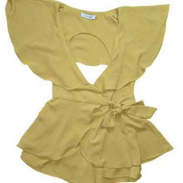 Women's DO+BE Mustard Yellow Wrap Dress Romper Si… - image 1