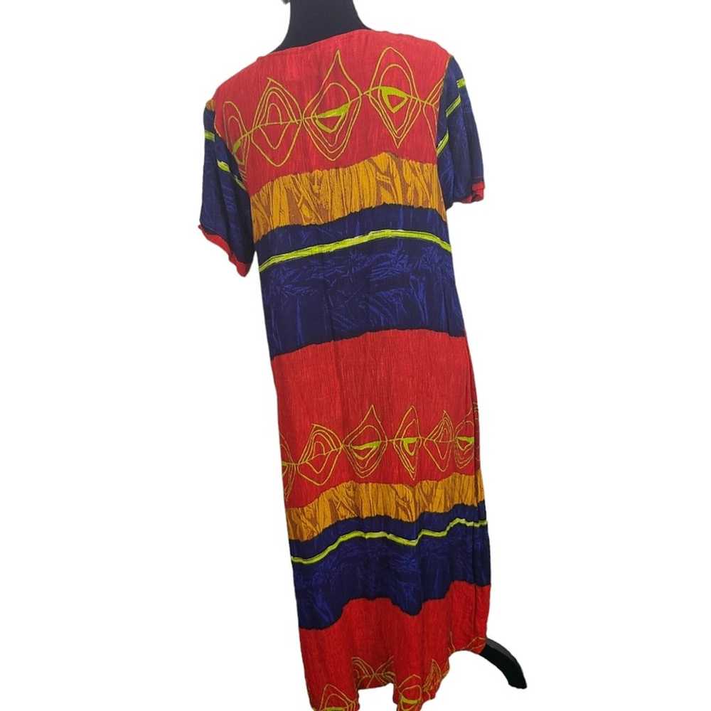 La Cera Womens Midi Dress MuMu Red Boho Hippie Bu… - image 2