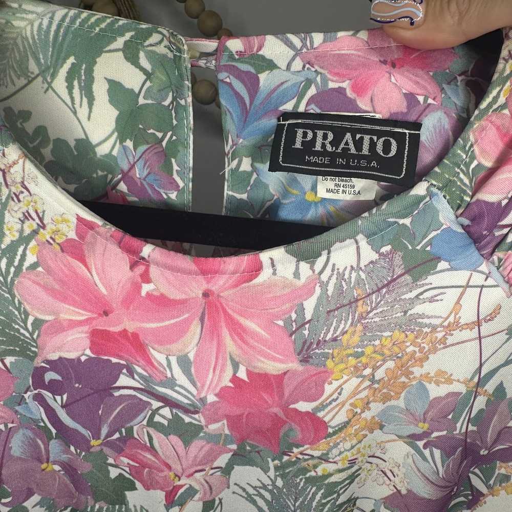 Vintage Prato Pastel Floral Polyester Dress - image 6