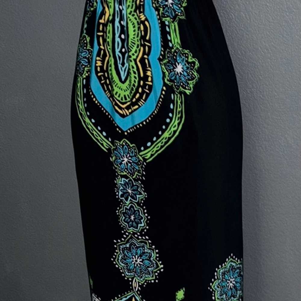 Snap Turquoise Black Maxi Vacation Dress Straples… - image 3