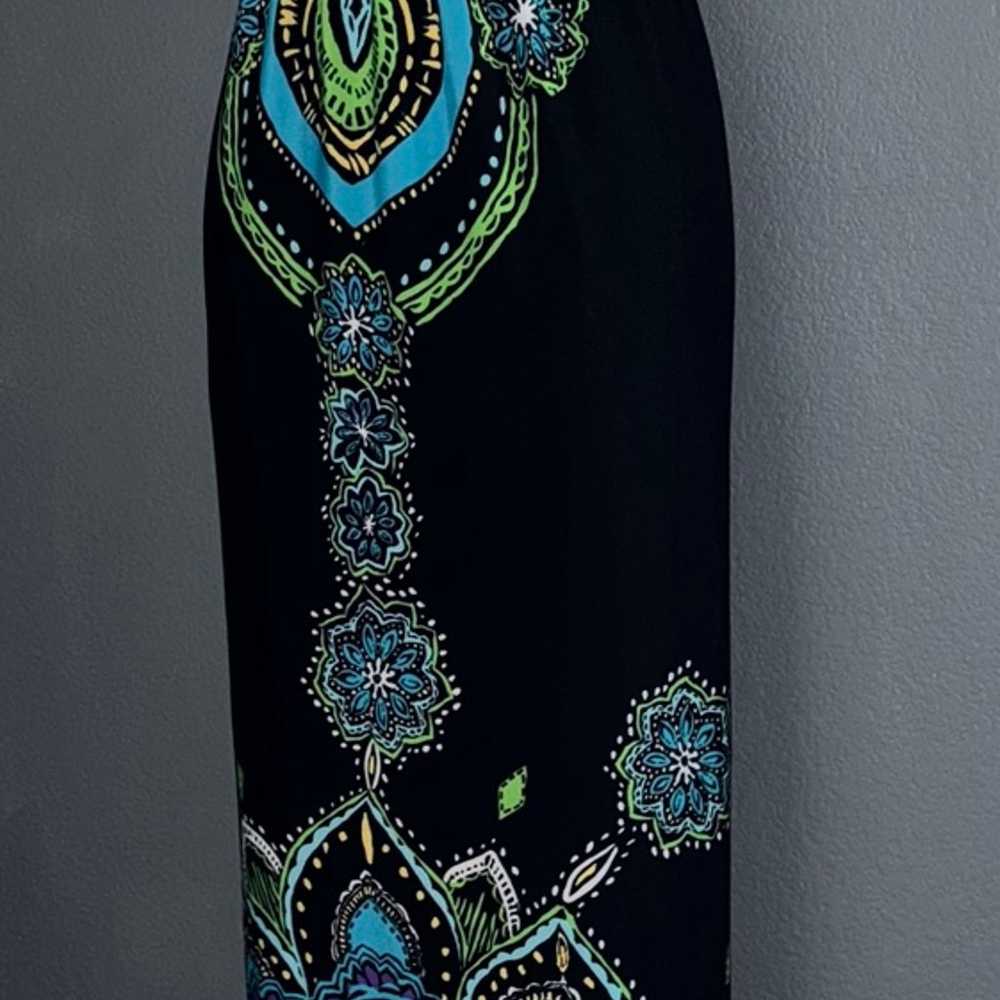 Snap Turquoise Black Maxi Vacation Dress Straples… - image 4