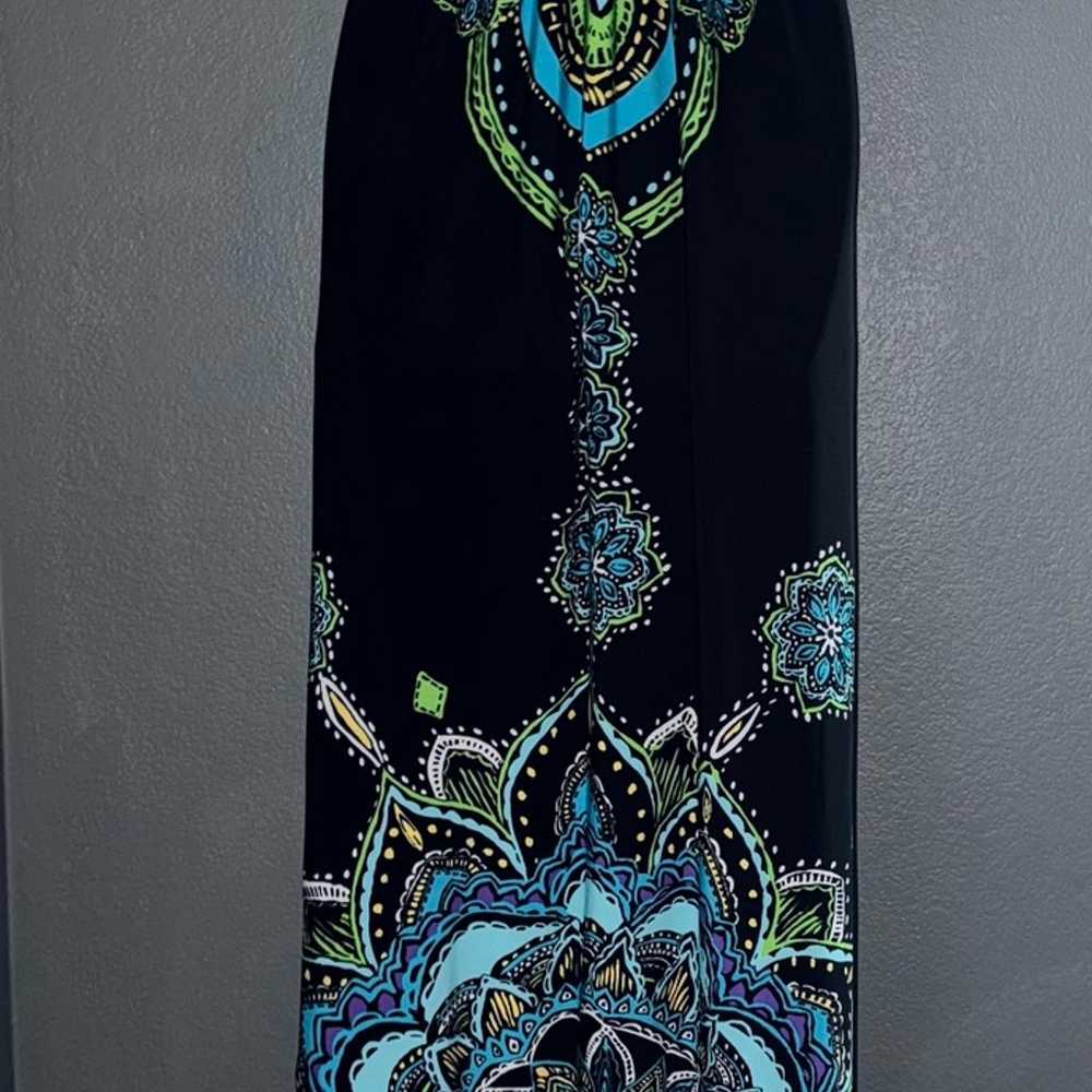 Snap Turquoise Black Maxi Vacation Dress Straples… - image 5