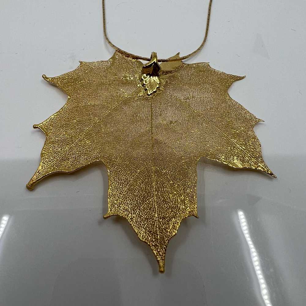 Vintage 24K Gold Plated Maple/Sycamore Leaf Neckl… - image 3