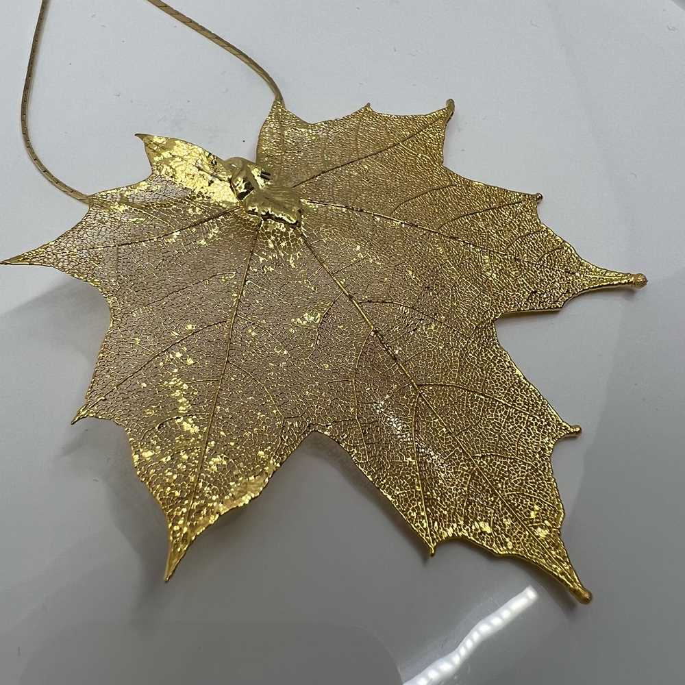 Vintage 24K Gold Plated Maple/Sycamore Leaf Neckl… - image 4